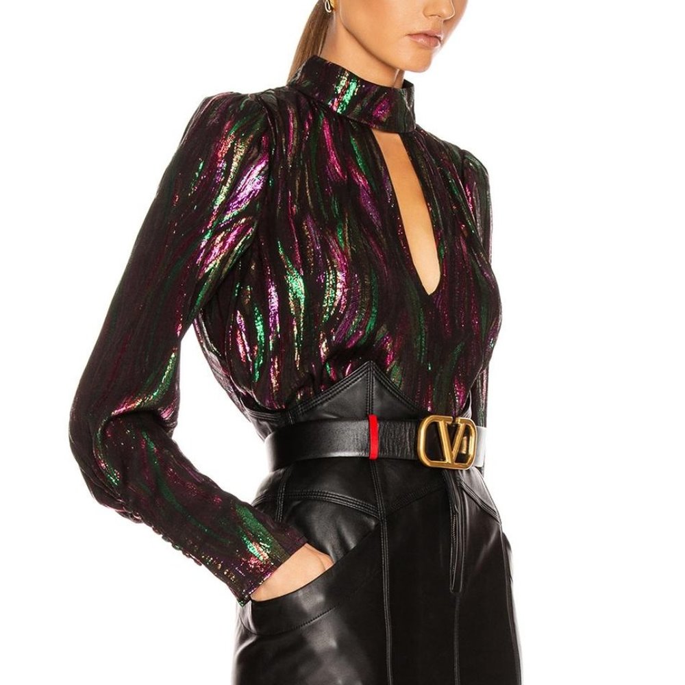 SALONI Oil Slick Rainbow Tania Silk Blouse